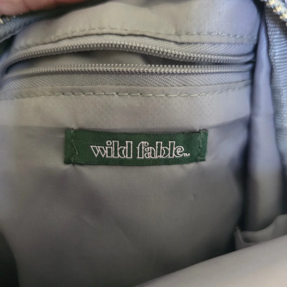Wild Fable Grey Neon Yellow Sling Backpack and White Croc Crossbody Bag Set